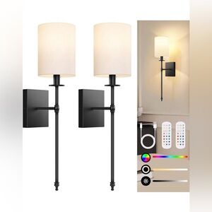 Modern Black Wall Sconce Set with Remote